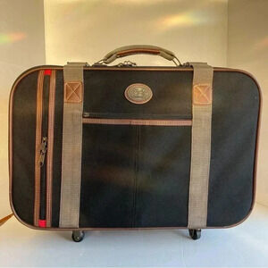 Vintage Ricardo Beverly Hills Black Brown Carry On Suitcase